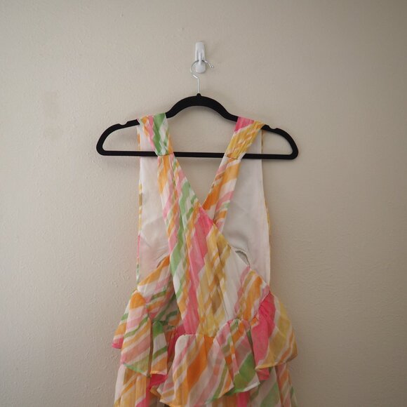 ASOS Plunge Pleated Sleeveless Tiered Mini Dress sz US 10 - Picture 5 of 8